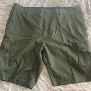 Oakley Olive Green Cargo Shorts with Buttoned Pockets